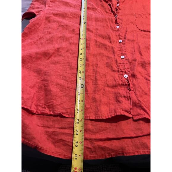 J.Jill Love Linen Button Front Shirt Orange Long Sleeve Size 4X - Picture 6 of 7